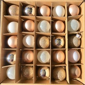 25 Mini Glass Gold Silver White Ball Christmas Ornaments